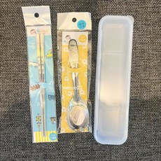 台灣QDAD 316不鏽鋼兒童勺筷組合 叉子 國小生適用, 貓咪兒童筷竪圖+貓咪加長勺+盒, 1個