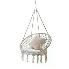 그물그네 야외 의자 페브릭 로프 시트쿠 흔들 해먹 그네 펜션 베이지(80X60)