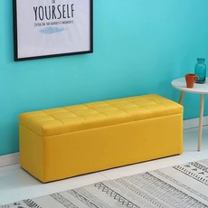 화장대스툴 소파 리빙 박스 벤치 스툴 긴의자 회색(가죽) 20x40(수납) 쿠션 밝은, P. 노란색 가죽
