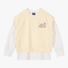 [인디고뱅크키즈] 50% 티셔츠와 조끼가 분리되어 활용도 좋은 면조끼+무지 긴팔티셔츠 옐로우컬러 싱글 긴팔 조끼 세트 IKLT24S01