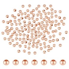 PH PandaHall 100 Pcs 3mm Brass Round Bead Spacers for Bracelet Necklace Jewelry Craft Findings R, 로즈 골드