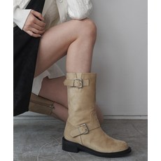 솔트앤초콜릿 [스웨이드 ver 추가] 라운드 토 라이딩 버클 미들부츠 412246022 (3.5cms) 319010