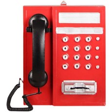 벽걸이 전화기 레트로 공중전화 소품 빈티지 클래식, 3. 옐로우(068)