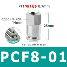 공압 커넥터 304 스테인레스 스틸 PCF 1/8" 1/4" 3/8" 1/2" BSP 내부 스레드 공압 호스 공기 파이프 퀵 피, 03 50 PCS, 03 PCF8-01, 1
