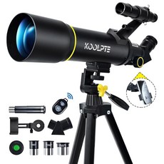 망원경 70MM 조리개 400MM AZ 마운트 굴절 휴대용 및 천문 리모컨 사용 삼각대 블랙 휴대폰 망원경(20X-200X) 쉬운 어댑터가 있는 여행, 블랙70400