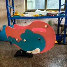 흔들 목마 놀이터 놀이기구 승마 야외 스프링 시소 흔들의자, 93 핑크돌고래