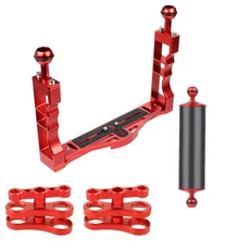 GoPro 13 Canon Sony Nikon Fuji DSLR 전화 하우징 케이스 용 듀얼 핸들 트레이 안정기 조작 수중 다이빙, 06 Red Kit C