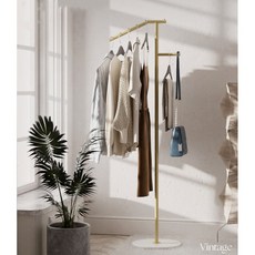 양면 코끼리 행거 스탠드행거 철제 튼튼한 인테리어 ㄱ자 스탠드 틈새 미니 옷걸이 옷방 사무실 매장용 디피 옷가게행거, 골드+화이트판