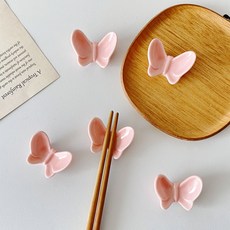 일본도자기 나비모양 젓가락받침 일본수저받침 핑크, 1개