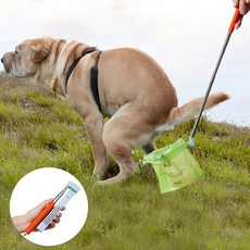 Jeernare 외출 산책 강아지 배변집게 비접촉 강아지똥 집게 초경량 휴대용 접이식, 1개, 블루