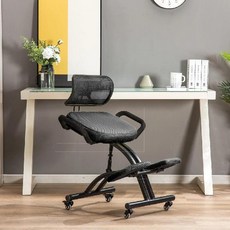 사무용의자 자세 교정기가 있는 인체공학적 무릎 의자 어린이/청소년을 위한 조절 가능한 높이 연구 책상 홈 오피스 및 쓰기 편안함, [01] Black mesh