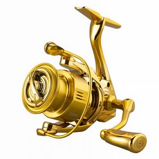 Huidiao 워터프루프 방수 스피닝릴 루어낚시릴 6+1 금속 더블 실드 베어링 5kg 드래그 CNC 나사식 접이 핸들, 골드, AS2500S