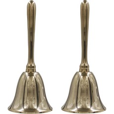 결혼식 크리스마스 및 학교를 위한 초강력 광택 황동 핸드 콜 벨 - 메탈 마술사의 2팩, Pack of 2, Polished Brass