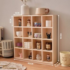 컵 진열장 원목 접시장 선반 수납장, 내추럴우드 16칸