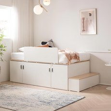 베드리움 빅업 빅도어 수납침대 + 매트리스 방문설치, 메이플화이트