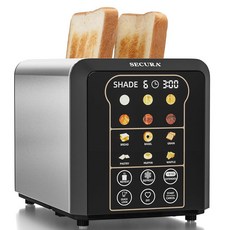 자동 트 앤 로워링 터치 스크린 디지털 카운트다운 베이글 브레드 와플 및 기타 6가지 브라우닝 레벨 맞춤 설정이 가능한 Secura 토스터 2 슬라이스 스마트