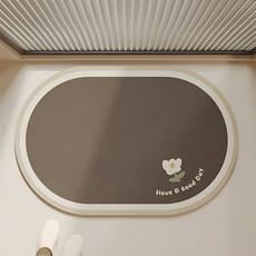 가구 규조류 흡수 속건 발매트, 1개, 타원 심플 플라워