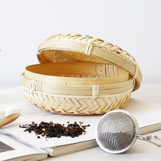 대나무 다기통 티소품 수납 원형바구니