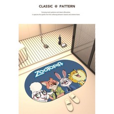 動物方城市系列 瘋狂動物城浴室吸水墊 硅藻泥衛生間速乾腳墊 防滑地墊 廁所門墊, 1個, 疯狂动物城-特警小分队,迷你垫【20*30】慎拍