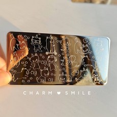 네일 템플릿 만화 캐릭터 스탬핑 플레이트 프렌치 라인 기하학 꽃 잎 동물 이미지 스테인레스 스틸 아트 스텐실, 옵션05) CJT-005, 1개