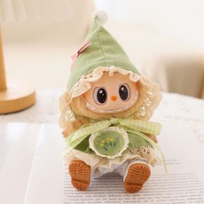 라부부 팝마트 인형옷 Labubu 1.0 2.0버전 엘프 세트 인형의류 엘프 세트 신발, 1/2세대 펜던트 아기 옷(인형 제외), 그린엘프4종세트+화이트프린세스슈즈 (인형제외)