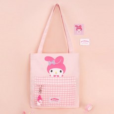 Sanrio 三麗鷗 格紋口袋輔助包 酷洛米 美樂蒂, 粉紅色(美樂蒂)