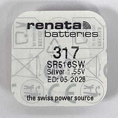 레나타 RENATA 시계배터리 건전지 동전 코인 버튼전지 리듐전지 1.55V SR 건전지, 1개, 317(SR516SW), 1개입