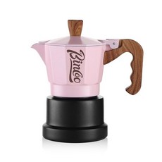 Bincoo Three Valve 에스프레소 메이커 스토브탑 캠핑 모카포트 2컵/120ml 스토브 탑 에스프레소 이탈리아 커피 메이커 쉬운 사용, 블랙-핑크