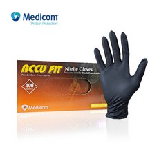 메디컴 식품용 음식점 미용실 두꺼운 니트릴장갑 (5.0g) 요리용장갑 100매 x 1박스, 블랙, S, 1개