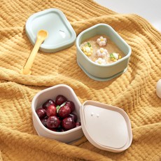 [이누이베베] 톰톰 이유식 흡착볼 실리콘 용기 흡착 식판, 카라멜, 1개