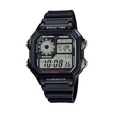 Casio AE1200WH 시리즈 | 남성용 디지털 시계 100M WR 멀티 알람 100 SEC 스톱워치 카운트다운 타이머 세계 시간을 위한 지도 LED 조명 LC 아날로그 디