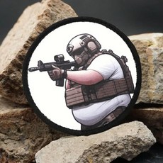 Fat Soldier 재미있는 모랄 패치 - 군사 장비 배낭 오퍼레이터 야구 모자 플레이트 캐리어 및 조끼용 조준 사격 전술