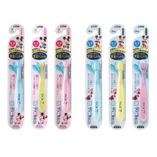 Lion 獅王 牙刷 彈力可彎軟毛米奇幼兒牙刷 單支 顏色隨機 日本進口, 1個, 米奇米妮 6~12歲 小學生