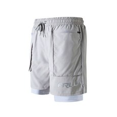 男士雙層五分沙灘泳褲 防尷尬速乾 純色寬鬆 大碼彈性