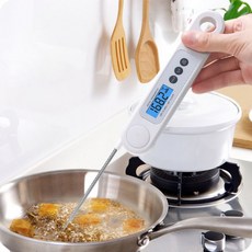 約翰家庭百貨 折疊探針式食品溫度計 -50°C~300°C 油溫計 料理溫度計, 1個, 白