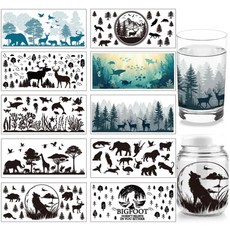 UV 전사 컵 스티커 다양한 패턴 디자인 코팅 장식용 DIY 리무진 10장 세트 24x11cm, 동물