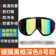 無品牌 電焊防護眼鏡 勞保防塵鏡 焊工專用 護目鏡, 1個, 電焊防霧款 大風鏡黑框彩鏡