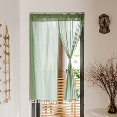 3S리빙 방문 가리개 커튼 체크그린 90X140cm