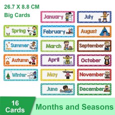 월 및 계절 영어 카드 파닉스 단어 학습 카드 영어 단어 카드, Months and Seasons