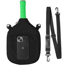 YJGH 방수 피클볼 패들 커버 및 보호 휴대용 케이스 포켓 포함 조절 가능한 크로스바디 스트랩 볼 홀더 펜스 후크 - 표준 확장 패들에 적합 남성 여성용 선물