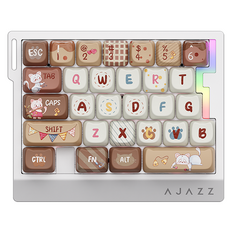 에이재즈 AK029 RGB 29키 유선 기계식 한손 키보드, 브라운 + 베이지, 야옹야옹축, 제조사축