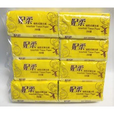 妃柔 抽取式衛生紙 200張 100抽 台灣製造, 1套, 宅配【一次最多一箱/6串】, 8個裝