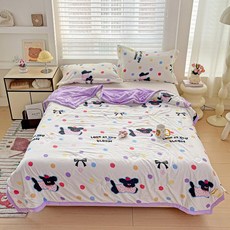 세탁 가능한 면 이중 거즈 대두 섬유 이불 에어컨 이불 코어 여름 시원한 이불 얇은 여름 이불 싱글/더블 기계 세탁 가능, 110x150cm 여름 이불, 물방울 강아지