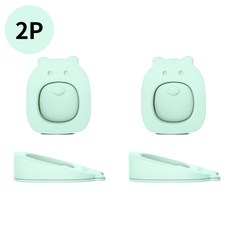 아트위브 문 닫힘 방지 분리형 곰돌이 도어 스토퍼 2P, 그린, 2개