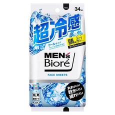 Biore 蜜妮 男性涼感潔膚濕巾 34片入, 1個