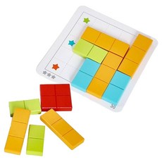 정사각형 완성하기 배치놀이용 유아 퍼즐카드세트 보육기관 두뇌개발 정육면체 교육용, 1개