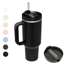 대용량 텀블러 차량용 1.18L 보온 보냉 빨대, 1개, 1200ml, 딥블랙