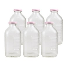 가인글로벌 사각델몬트500 유리병, 38러그캡 (핑크), 6개, 500ml