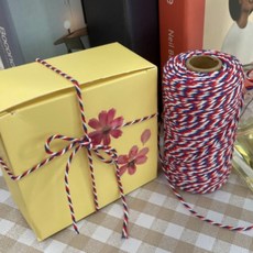 레드블루 약100m 택끈 트와인 매듭 공예 컬러실 리본 끈 선물 포장 마무리 데코 장식 끈, 단품