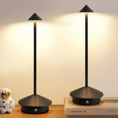NEWSEE 모던 무선 테이블 램프 세트 2개 휴대용 LED 책상 5000mAh 충전식 배터리 작동 조명 침실 다이닝 룸 레스토랑 커피숍 캠핑 나이트 라이트블랙